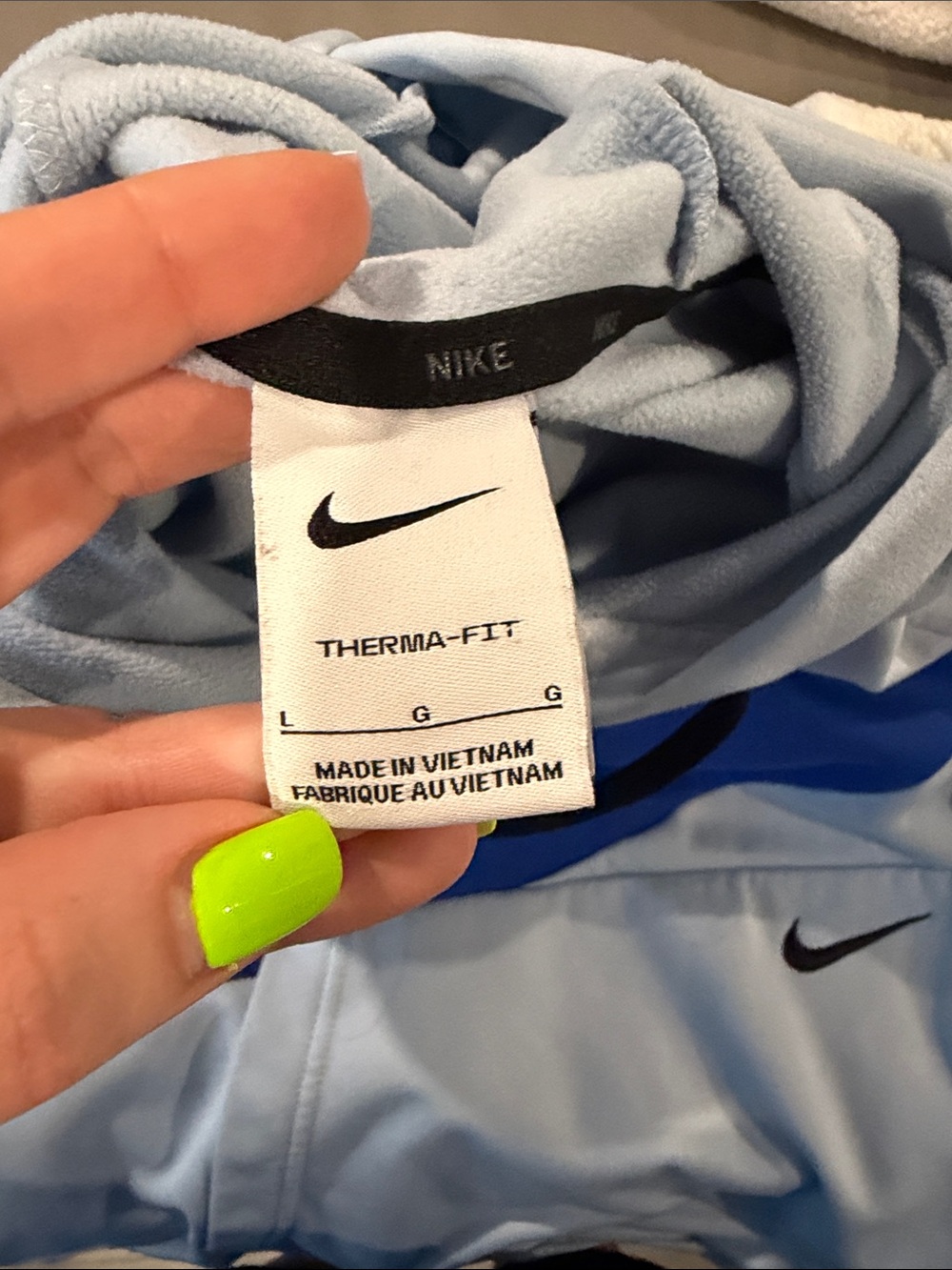 Nike Light Blue Hoodie with Bold Royal Blue Swoosh - Picture 2 of 2